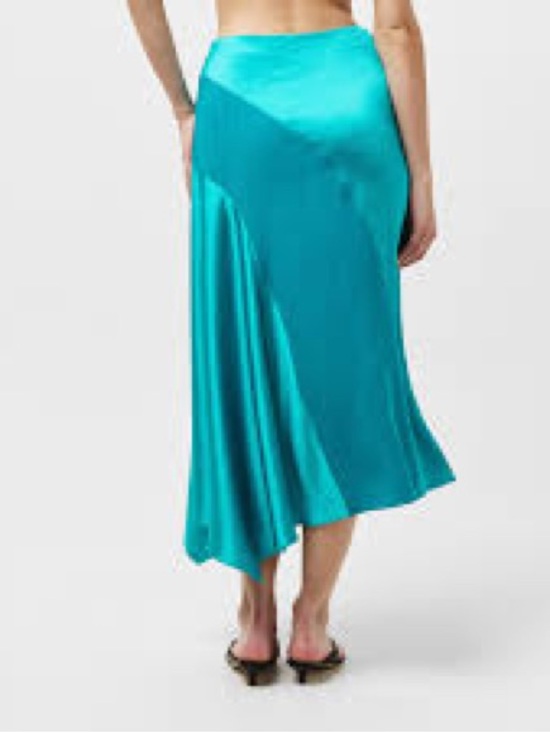 Ted Baker London Asymmetrical Satin Green Skirt Size 6 - Picture 3 of 6